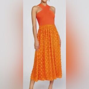 NWT Anthropologie Current air ribbed knit textured Orange Maxi Dress